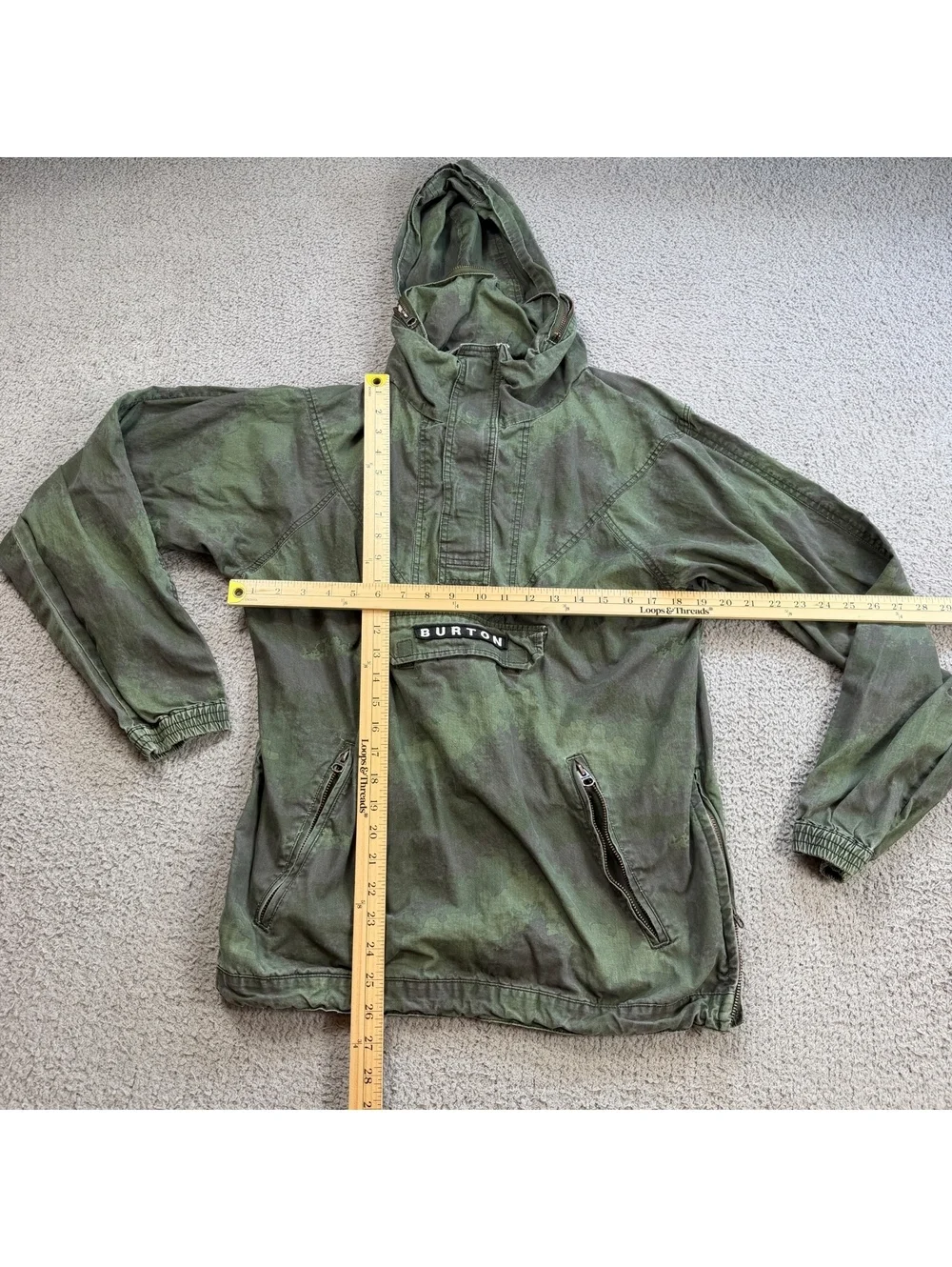 Vintage Burton Surfwear For Snowboarders & Friends Camo Hooded Anorak Jacket S